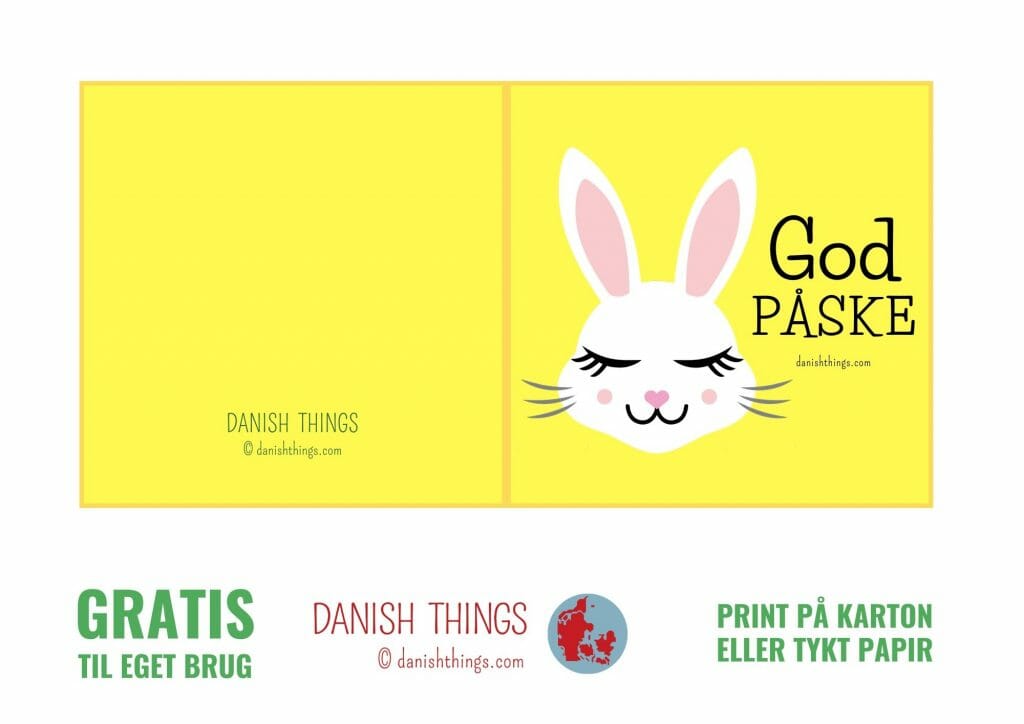Påskehare kort - gratis påskekort - Danish Things