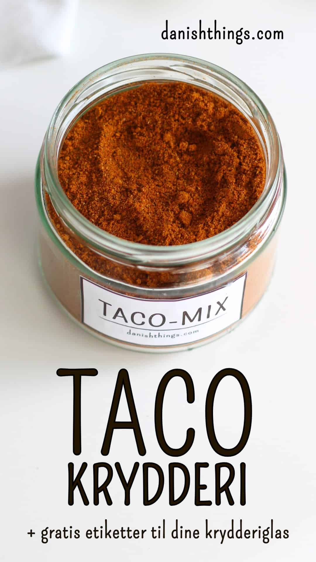 Lav din egen Taco-Mix-krydderiblanding til bønneretter som chili con carne, chili sin carne og frijoles refritos. Blandingen er helt uden salt og sukker - perfekt til retter, der skal koge længe eller koge ind. Nem opskrift med alle krydderierne i gram, plus gratis etiketter til dine krydderiglas. Find det hele på danishthings.com © Christel Parby #DanishThings #TacoMix  #TexMex #tacokrydderi #hjemmelavet #krydderiblanding #madfrabunden  #TexMexkrydderi #TexMexkrydderiblanding #blandingskrydderi #mad #detsaltekøkken #labels #etiketter #print #GratisEtiketter